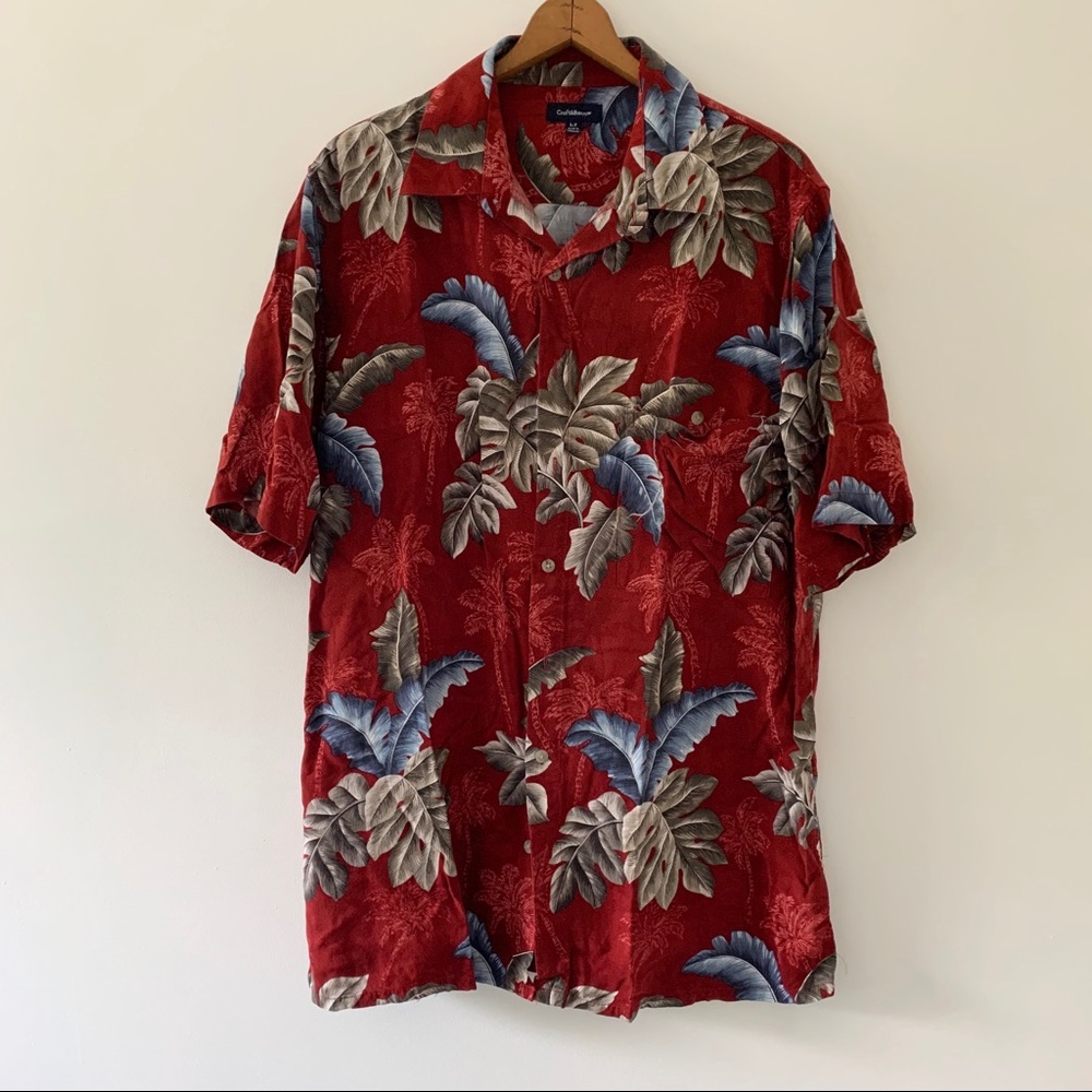 Vintage Hawaiian Button Up Red Blue XL